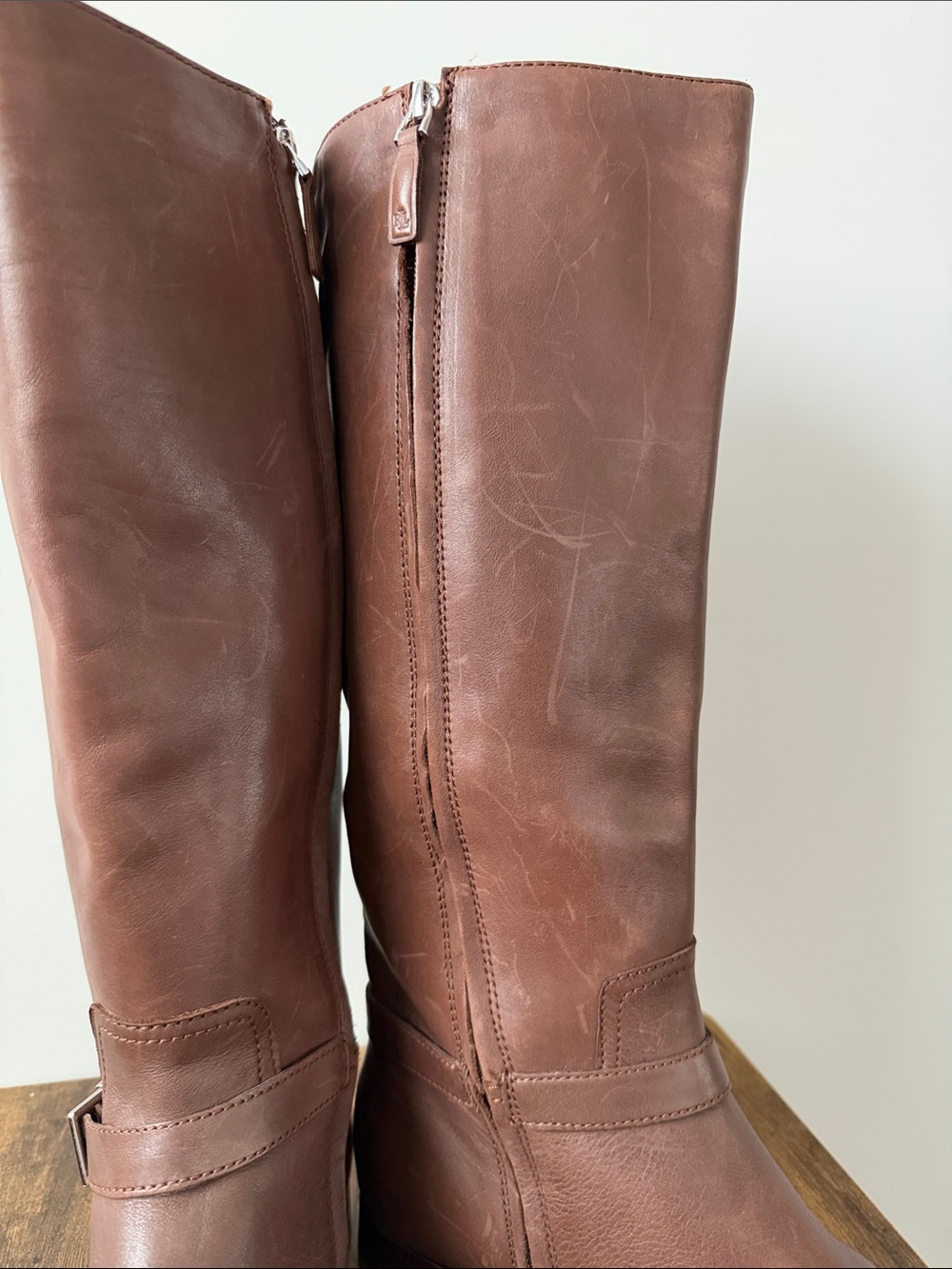 Lauren Ralph Lauren Brooke II Leather Riding Boots Dark Brown Sz 9 - Picture 10 of 13